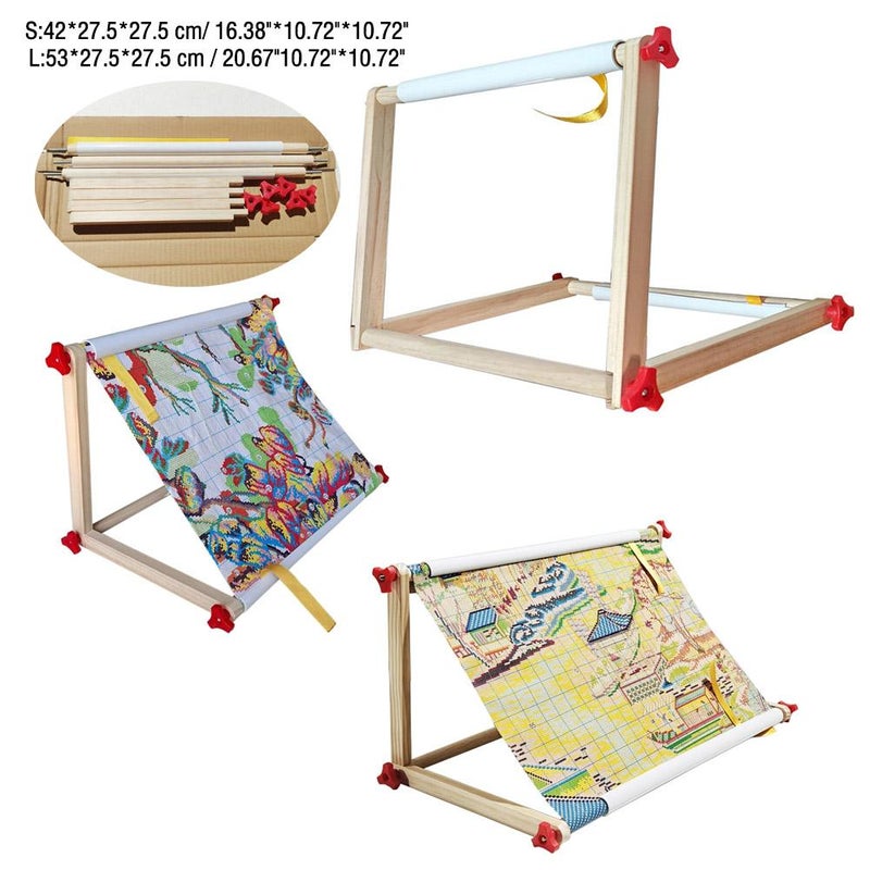 Embroidery Stand, Adjustable Embroidery Frame, Wooden Cross Stitch Stand for Lap or Table Top Tapestry, Cross Stitch Frame Accessories Needlepoint Stretcher Bars - Image 2